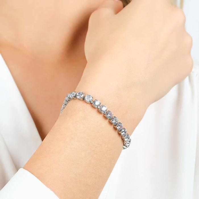 BRACCIALE TENNIS DONNA IN ACCIAIO CON CRISTALLI BIANCHI