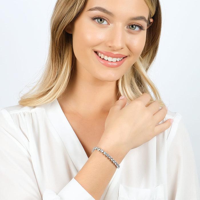 BRACCIALE TENNIS DONNA IN ACCIAIO CON CRISTALLI BIANCHI