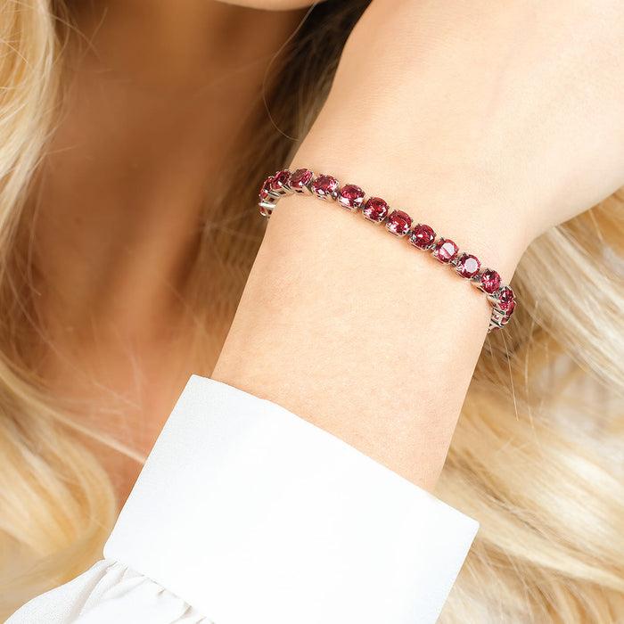 BRACCIALE TENNIS DONNA IN ACCIAIO  CON CRISTALLI FUCSIA