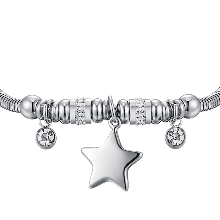 BRACCIALE DONNA IN ACCIAIO CON STELLA E CRISTALLI BIANCHI