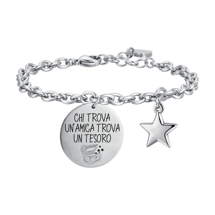 BRACELET EN ACIER POUR FEMME QUI TROUVE UN AMI TROUVE UN TRÉSOR