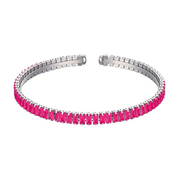 BRACCIALE DONNA IN ACCIAIO CON CRISTALLI FUCSIA