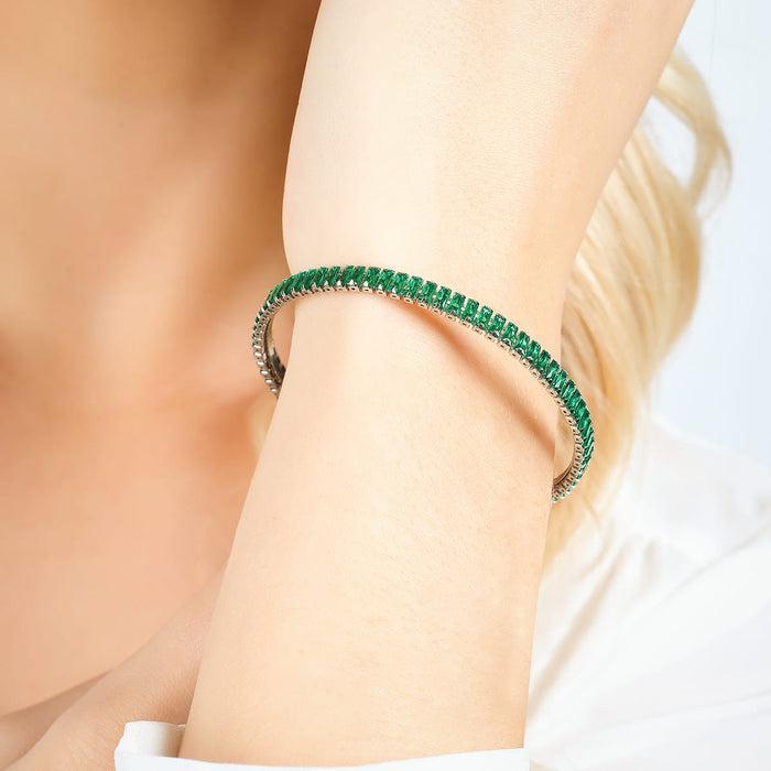 WOMEN'S BRACELET IN STEEL WITH GREEN CRYSTALS