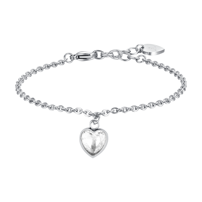 BRACCIALE DONNA IN ACCIAIO CON CUORE PUNTO LUCE BIANCO