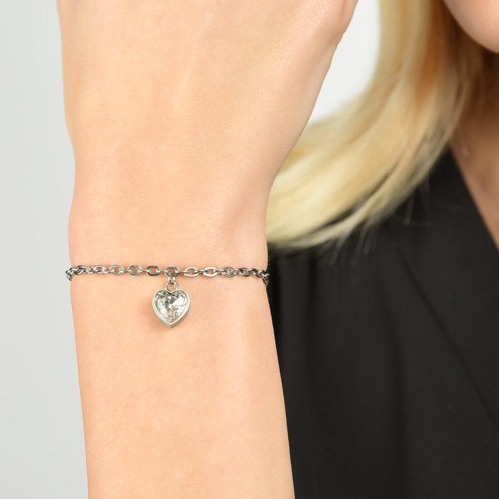 BRACCIALE DONNA IN ACCIAIO CON CUORE PUNTO LUCE BIANCO