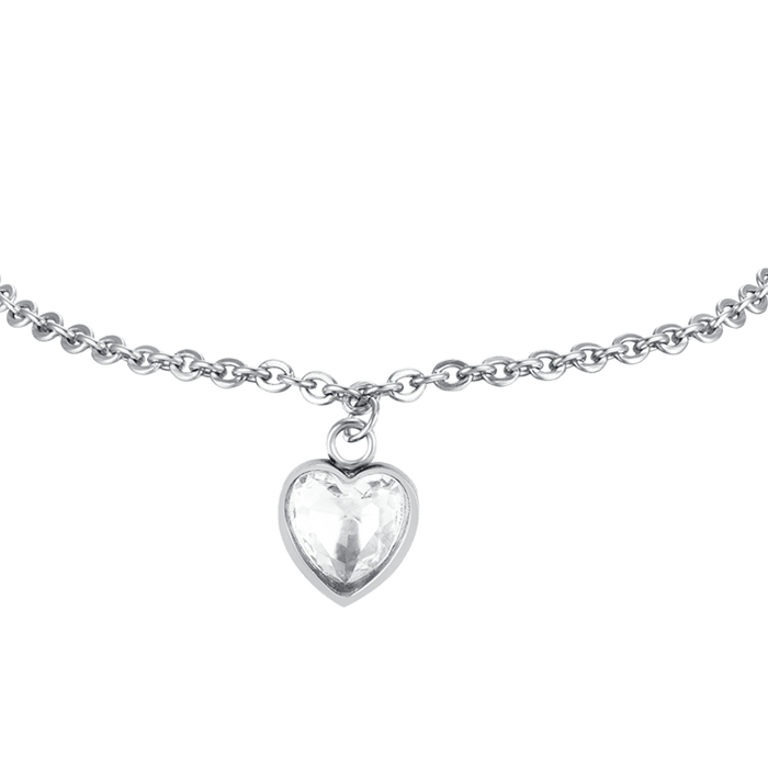 BRACCIALE DONNA IN ACCIAIO CON CUORE PUNTO LUCE BIANCO