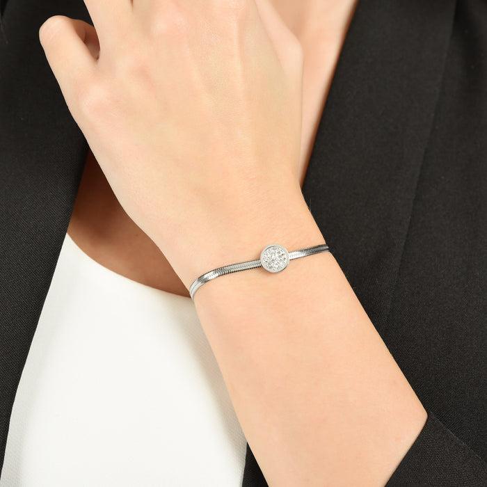 BRACCIALE DONNA SNAKE IN ACCIAIO CON ELEMENTO CON CRISTALLI BIANCHI