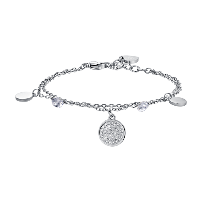 BRACCIALE DONNA IN ACCIAIO CON ELEMENTI E CRISTALLI BIANCHI