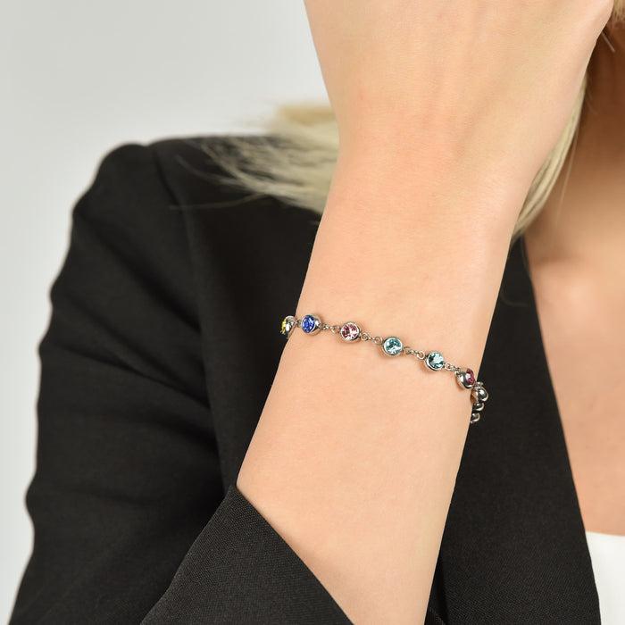BRACELET FEMME EN ACIER AVEC CRISTAUX MULTICOLORES