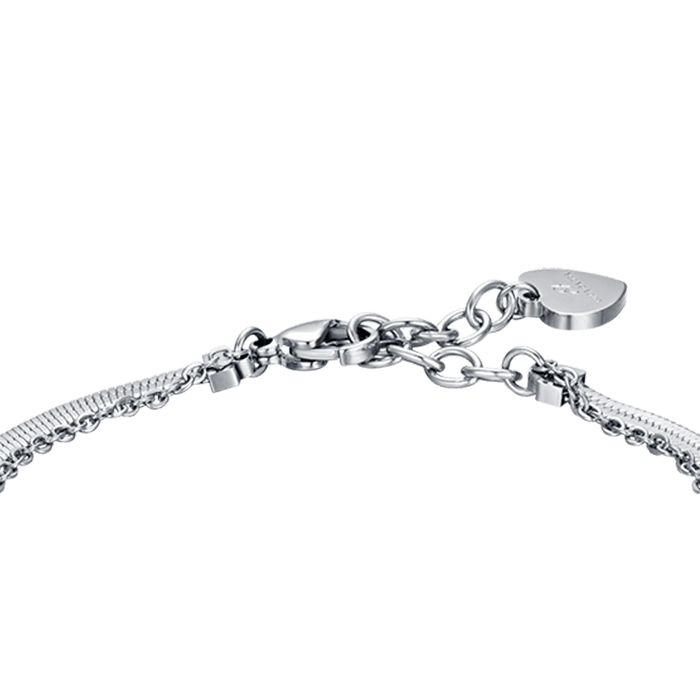 BRACCIALE DONNA IN ACCIAIO CON FIORE DI LOTO CON CRISTALLI BIANCHI