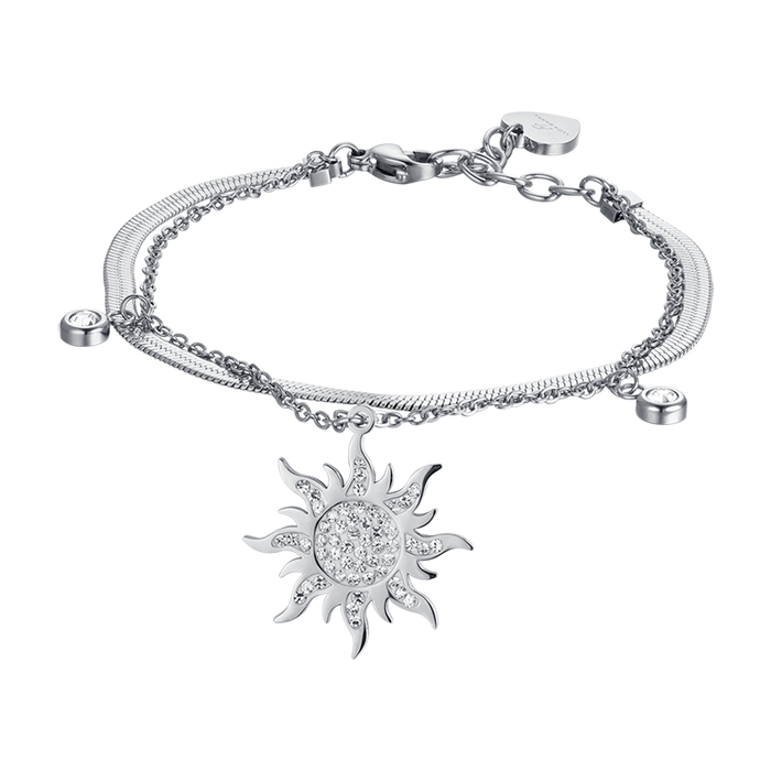 BRACCIALE DONNA IN ACCIAIO CON SOLE CON CRISTALLI BIANCHI