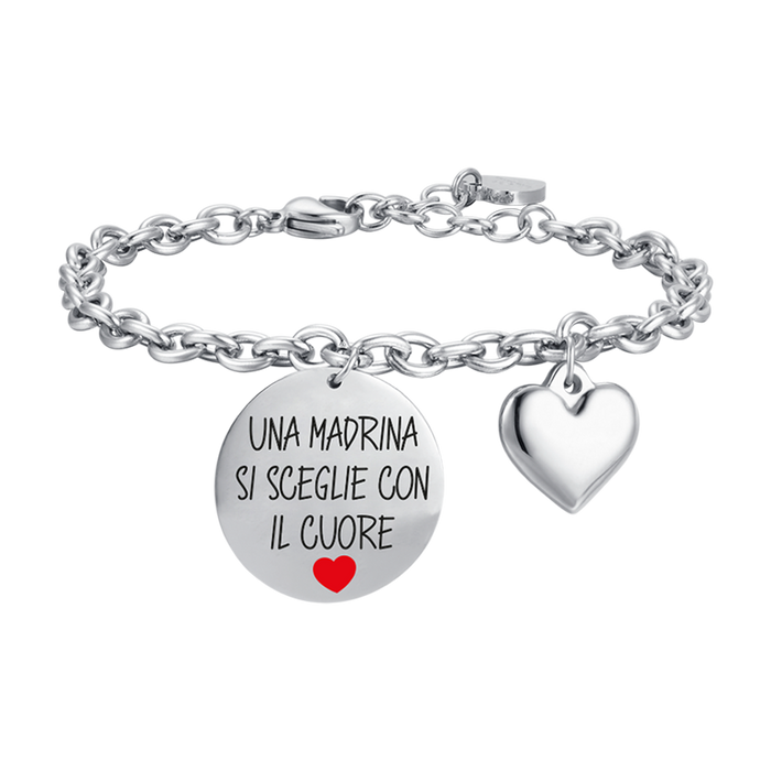 BRACELET EN ACIER POUR FEMME UNE MARRAINE SE CHOISIT AVEC LE CŒUR