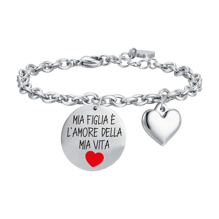 BRACCIALE DONNA IN ACCIAIO MIA FIGLIA E' L'AMORE DELLA MIA VITA