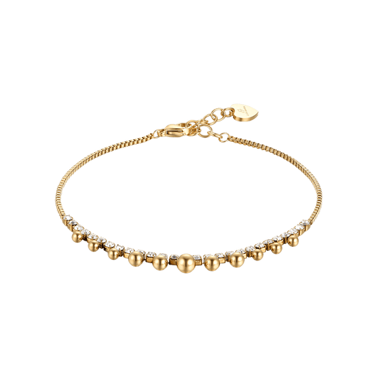 BRACCIALE DONNA IN ACCIAIO IP GOLD CON CRISTALLI BIANCHI E SFERE