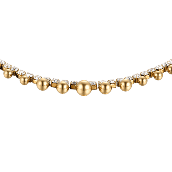 BRACCIALE DONNA IN ACCIAIO IP GOLD CON CRISTALLI BIANCHI E SFERE