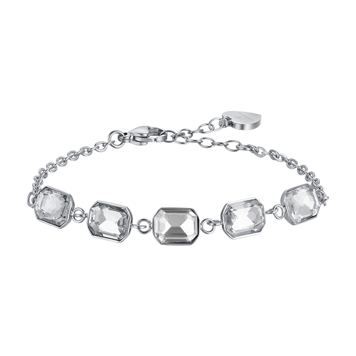 BRACCIALE DONNA IN ACCIAIO CON CRISTALLI BIANCHI