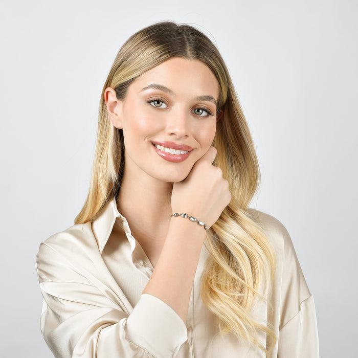 BRACCIALE DONNA IN ACCIAIO CON CRISTALLI BIANCHI