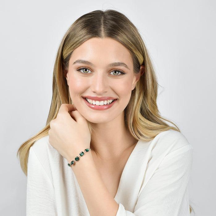 BRACCIALE DONNA IN ACCIAIO CON CRISTALLI VERDI