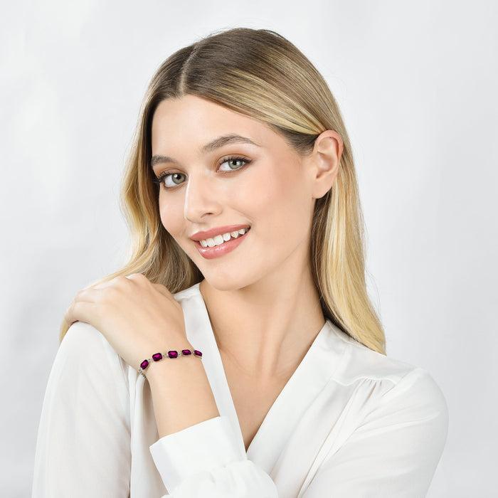 WOMEN'S STEEL BRACELET WITH FUCHSIA CRYSTALS