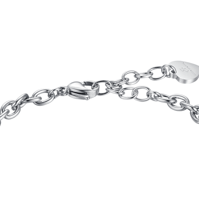 BRACCIALE DONNA IN ACCIAIO CON CHARM QUADRIFOGLIO, CORNO E MADONNA