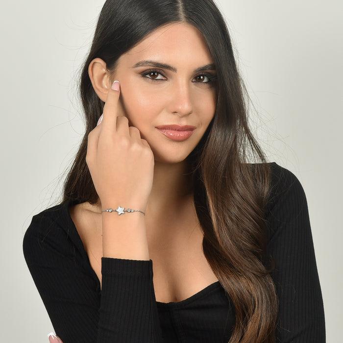 WOMEN'S STEEL BRACELET WITH STAR WITH WHITE CRYSTALS