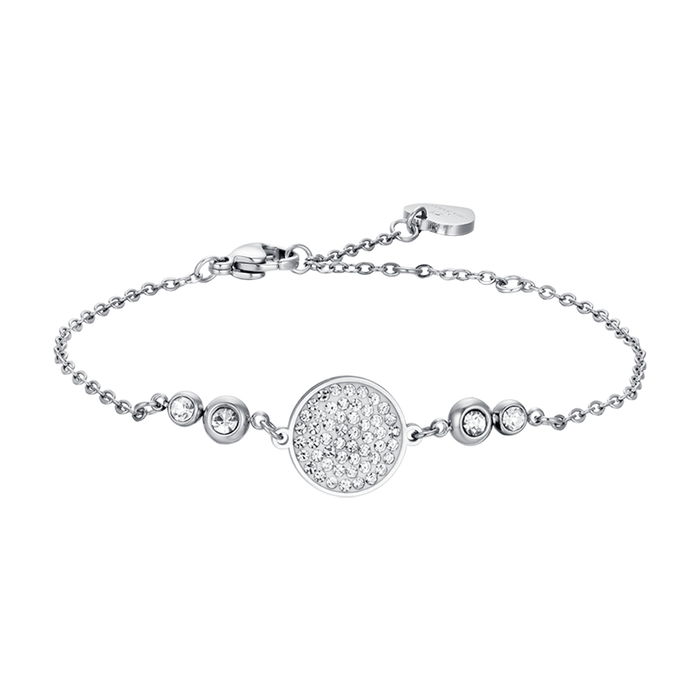 WOMEN'S STEEL BRACELET WITH WHITE CRYSTAL ELEMENT