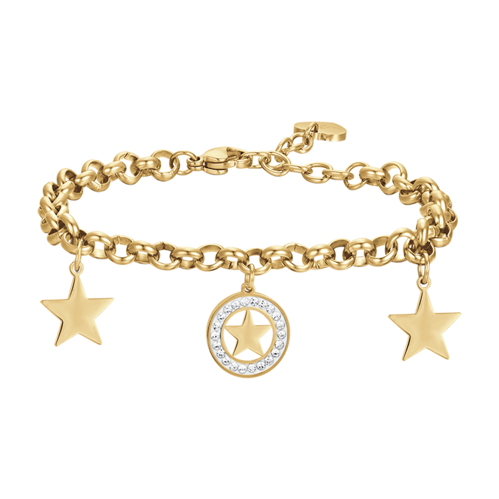 BRACCIALE DONNA IN ACCIAIO CON STELLE E CRISTALLI BIANCHI