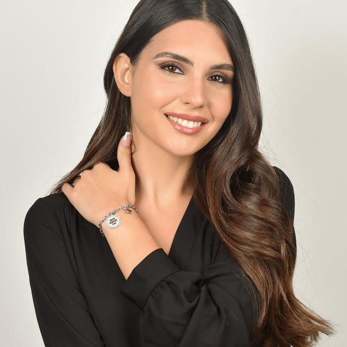 BRACCIALE DONNA IN ACCIAIO SEGNO ZODIACALE GEMELLI PIASTRA