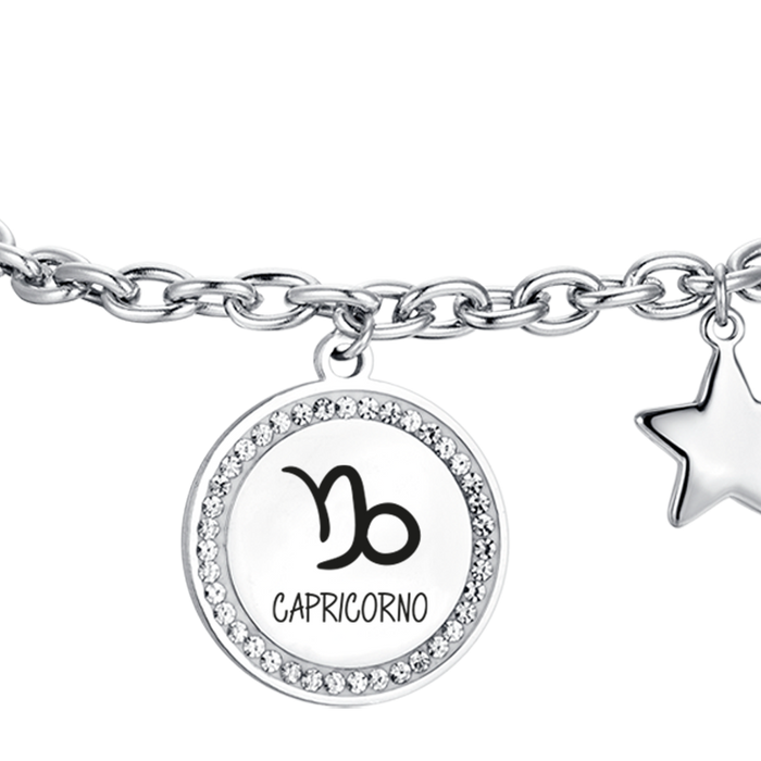 Bracelet femme en acier avec signe du zodiaque Capricorne