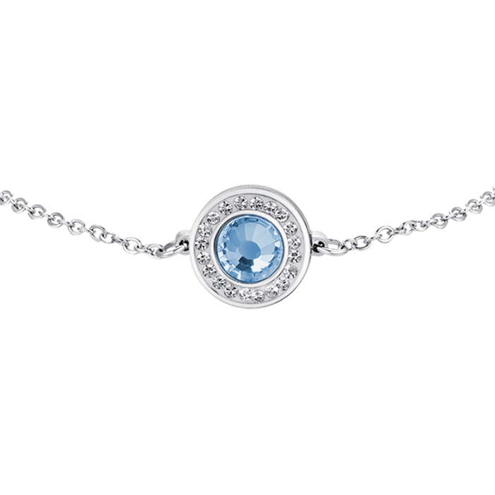 WOMEN'S BRACELET IN STEEL WITH AQUAMARINE CRYSTAL ELEMENT AND WHITE CRYSTALS