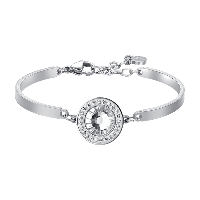 WOMEN'S BRACELET IN STEEL WITH WHITE CRYSTAL ELEMENT AND WHITE CRYSTALS