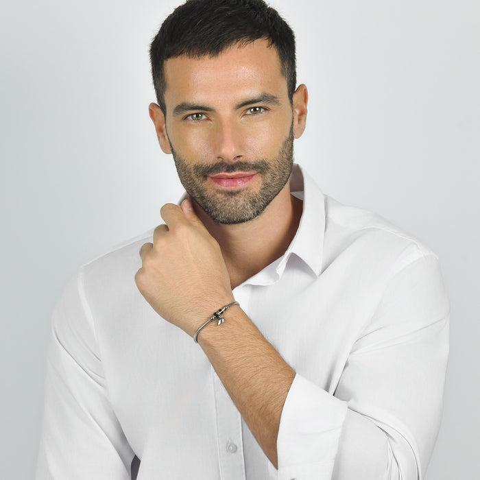 COUPLE BRACELETS IN STEEL WITH HALF MAGNETIC HEART