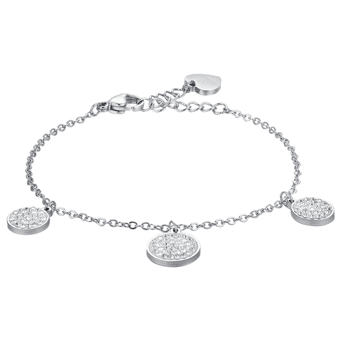 WOMEN'S BRACELET IN STEEL ROUND ELEMENTS WITH WHITE CRYSTALS