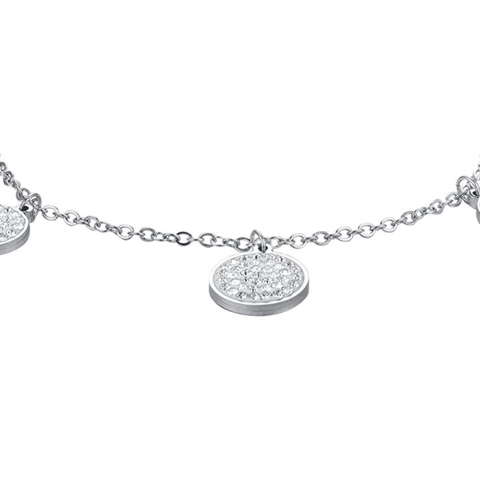 WOMEN'S BRACELET IN STEEL ROUND ELEMENTS WITH WHITE CRYSTALS