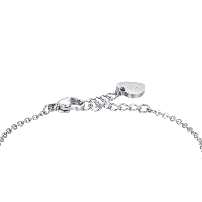 WOMEN'S STEEL BRACELET WITH HEARTS AND WHITE CRYSTALS