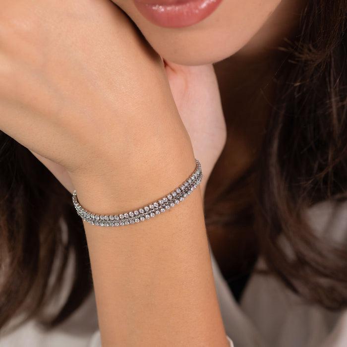 WOMEN'S TENNIS BRACELET IN STEEL WITH WHITE CRYSTALS