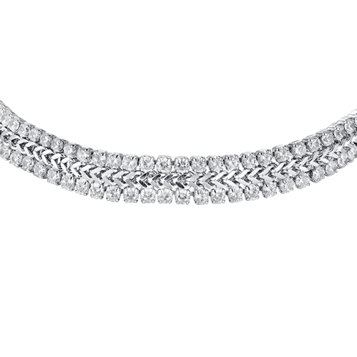 WOMEN'S TENNIS BRACELET IN STEEL WITH WHITE CRYSTALS