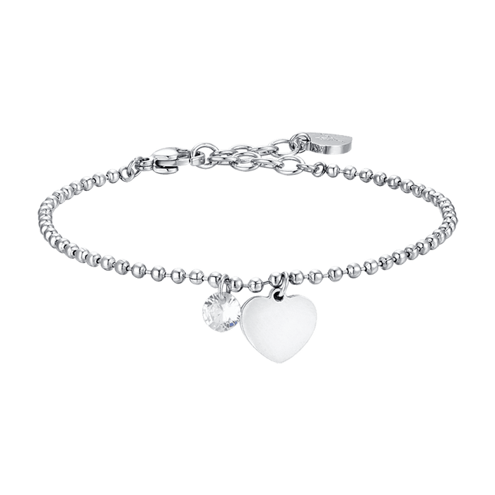 WOMEN'S STEEL BRACELET WITH HEART AND WHITE ZIRCON
