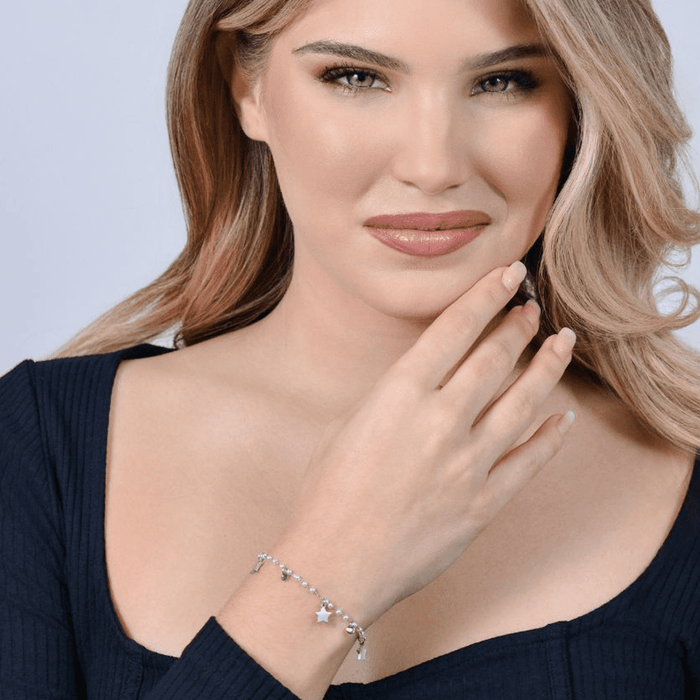 WOMEN'S BRACELET IN STEEL WITH PEARLS AND STARS