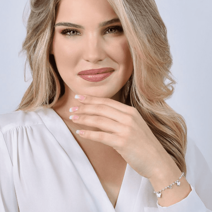 WOMEN'S BRACELET IN STEEL WITH PEARLS AND BUTTERFLIES