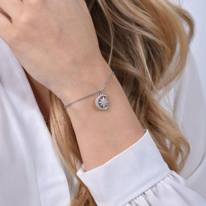 WOMEN'S STEEL BRACELET STAR AND MOON