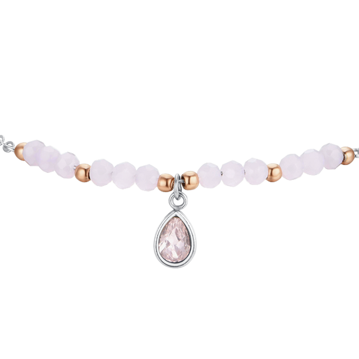 WOMEN'S BRACELET IN STEEL WITH PINK AGATE