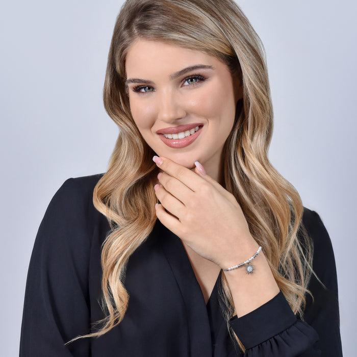 WOMEN'S STEEL BRACELET WITH PEARLS AND SUN