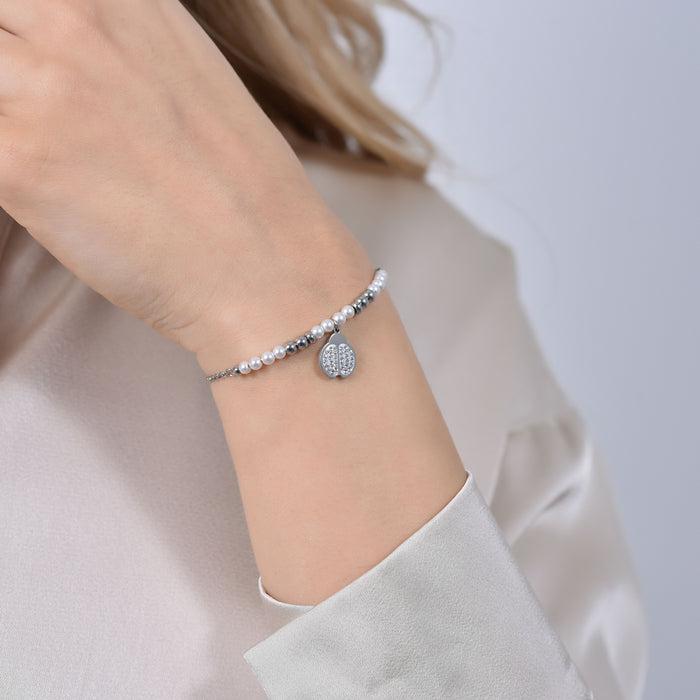 WOMEN'S STEEL BRACELET WITH PEARLS AND TREE OF LIFE