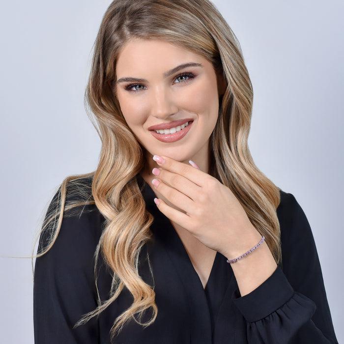 WOMEN'S TENNIS BRACELET WITH PINK BAGUETTE ZIRCONIA