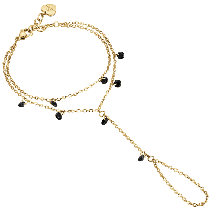 BRACCIALE BACIAMANO DONNA IN ACCIAIO CON CRISTALLI NERI