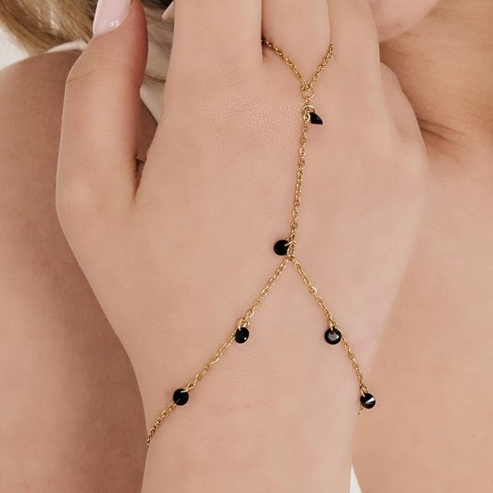 BRACCIALE BACIAMANO DONNA IN ACCIAIO CON CRISTALLI NERI