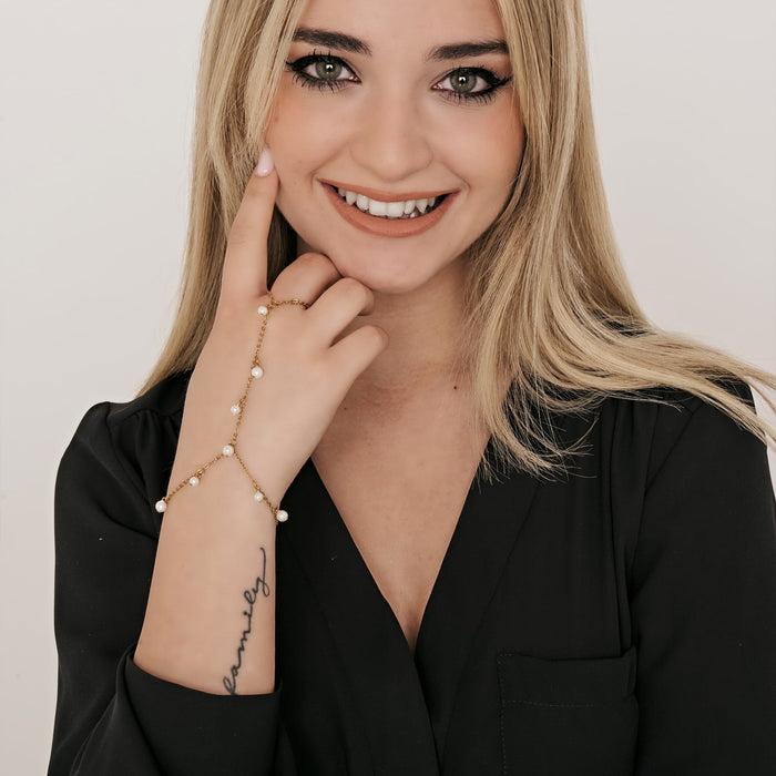 BRACCIALE BACIAMANO DONNA IN ACCIAIO CON PERLE BIANCHE
