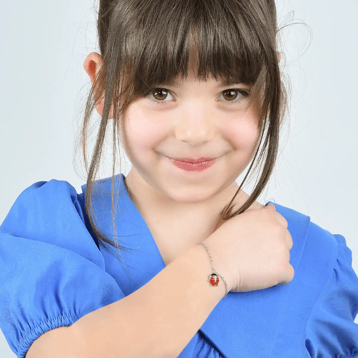 BRACCIALE BAMBINA IN ACCIAIO CON COCCINELLA