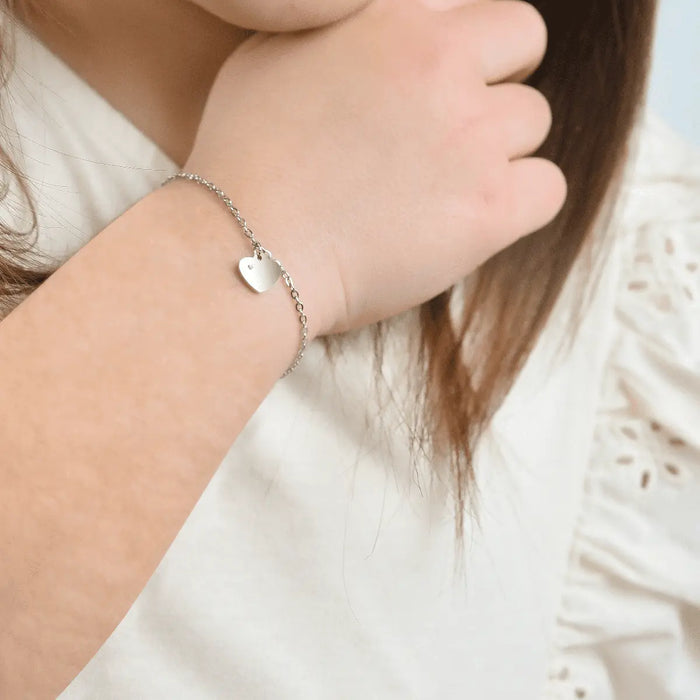 BRACELET EN ACIER POUR FILLE AVEC COEUR